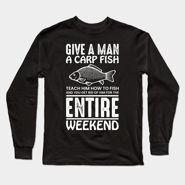 Man Carp Fish Weekend Long Sleeve T-Shirt by Imutobi